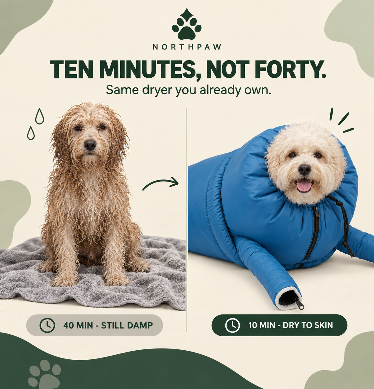 Hands-Free Dog Drying Bag